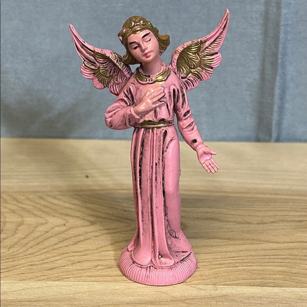 1950's Pink Italian Molded plastic ANGEL 4.5'', Made in Italy